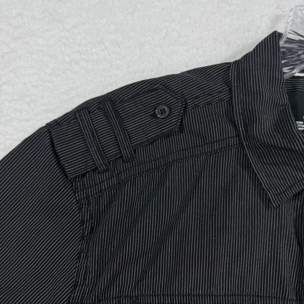 I‎ Jeans Buffalo Mens S Meyer Shirt Button Up Striped Short Sleeve Black White